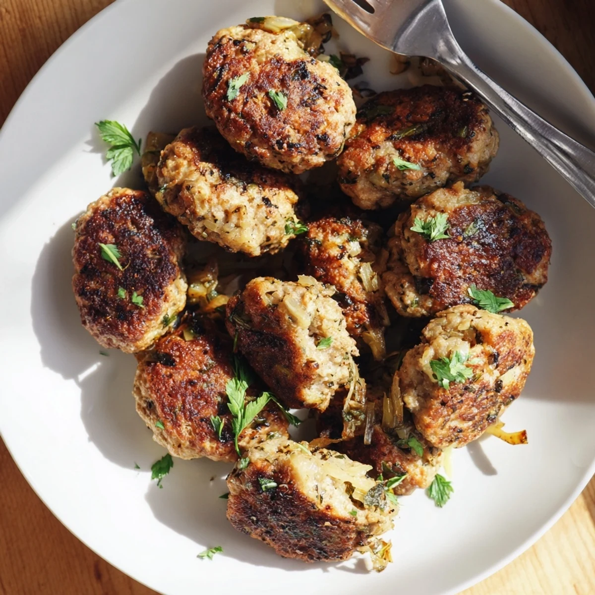 Saftige deutsche Frikadellen, perfekt gebraten und serviert mit Kartoffelsalat.  